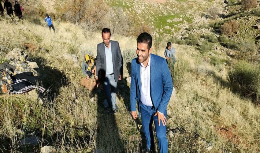 کاشت بذر بادام در راستای احیا و اصلاح مراتع ایذه