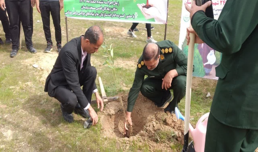 طرح پویش نهالکاری به مناسبت هفته‌ی منابع طبیعی و کنگره ۲۴۰۰۰شهید خوزستان در شهرستان مسجد‌سلیمان اجرایی شد